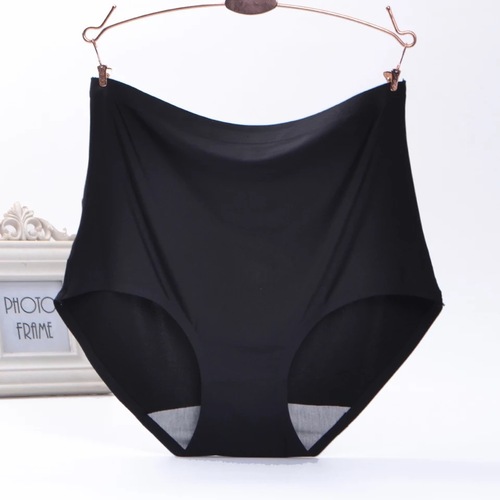Plus size plus size 200 pounds high waist ice silk underwear for women, seamless cotton crotch tummy control summer ultra-thin breathable postpartum mother