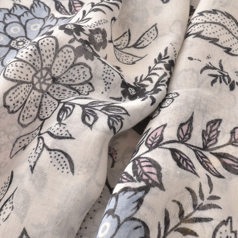 Nuevo estilo Planta Fresca flor borla artística algodón y lino bufanda de seda primavera y verano Delgado viaje protector solar chal Toalla de playa