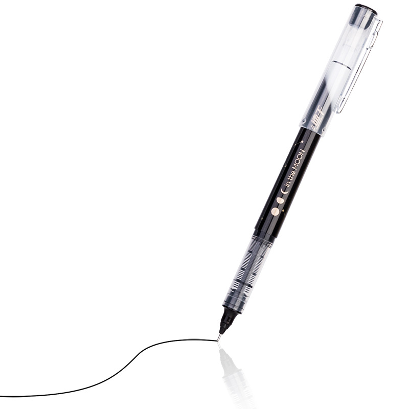 Deli S858 recta bolígrafo líquido 0,5mm negro recta pluma de gel líquido estudiante pluma de la firma a base de agua