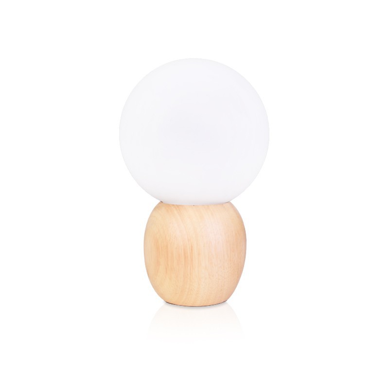 Factory direct creative Nordic solid wood milk white glass ball table lamp bedroom bedside lamp study children's table lamp