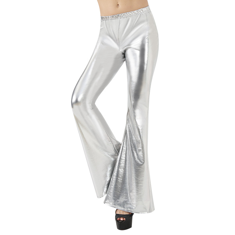 Meilaoshi tiro real Amazon Venta caliente pu leggings de las mujeres moda europea y americana apretados pantalones de cuero brillante pantalones acampanados