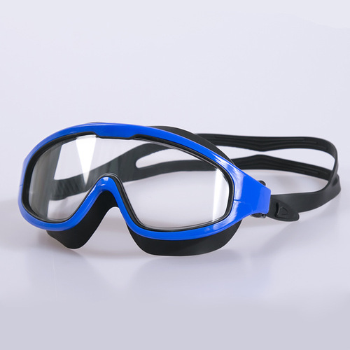Boxed large-frame protective swimming goggles, myopia swimming goggles, anti-UV, anti-fog swimming goggles, silicone, 150~900 optional