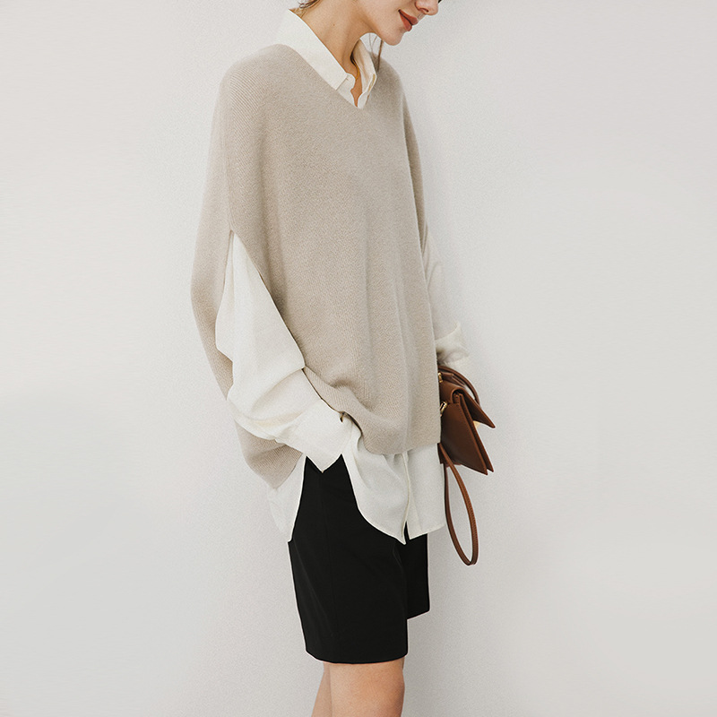Nuevo estilo coreano Chaleco con cuello en V suéter blogger sentido alta ocultación carne moda casual de punto chaleco suelto ropa exterior de las mujeres image 4