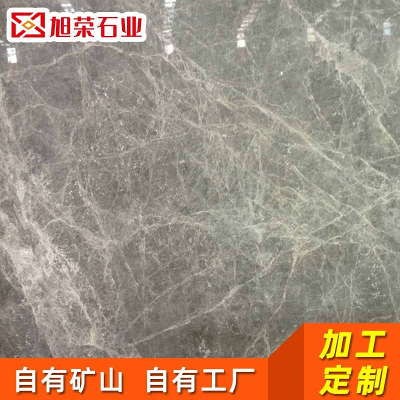 Cross -border natural marble Hermes Gray Window Stone Rock Board Background Wall Villa Hotel Category Luxury Stone