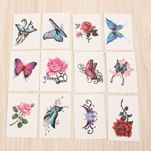 不同动植物纹身贴精美纹身贴纸流行款蝴蝶花朵3D可来图印刷