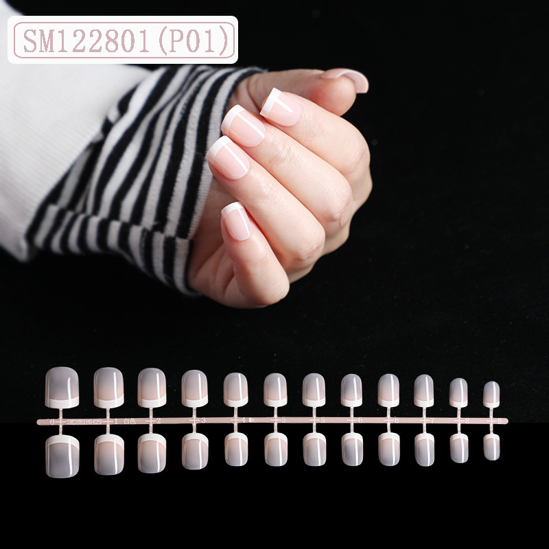 Bags French Armor False Nails European and American Pink Skin Color French Nail Art Hand and Foot False Nails Dressed French