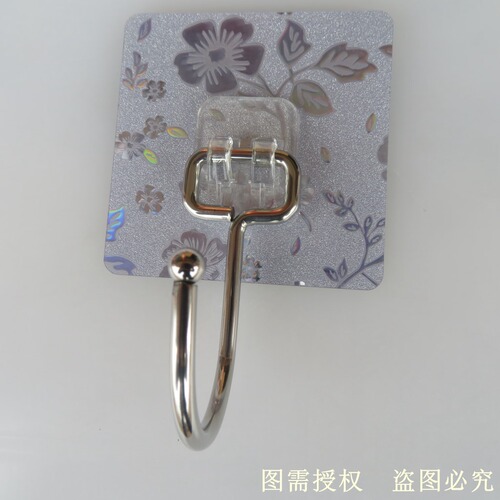 Highlighted brushed silver-gray large curved hook invisible transparent stainless steel large hooks without drilling