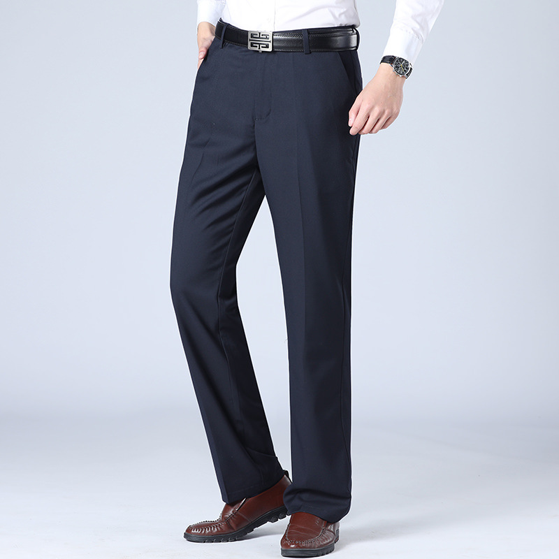 2020 Spring/Summer Men's Straight-Leg Dress Pants, Mid-Waist Business Casual Trousers for Middle-Aged Men, Model Ch812, Business Casual Style