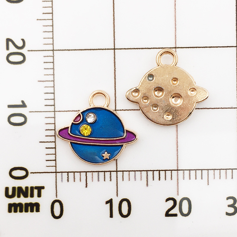 DIY aleación joyería goteo aceite astronauta estrella Luna colgante 1 collar pulsera pendientes accesorios colgante