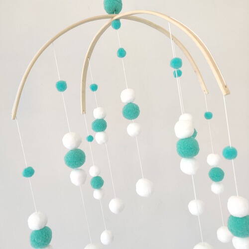 ins Nordic style fur ball wind chime bed bell children's room decoration model room children's clothing store decoration shooting prop soft furnishings