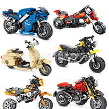 森宝701102越野摩托车积木批发拼装小颗粒积木兼容乐高益智力玩具