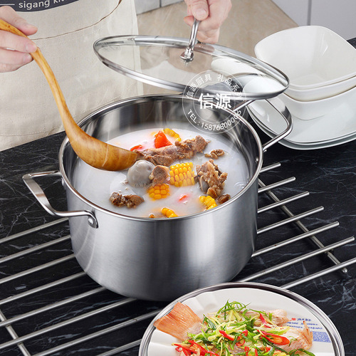 Stainless steel 26CM large soup pot, large capacity, deep and thickened induction cooker soup steamer, kitchen pot weighing about 3.5 catties