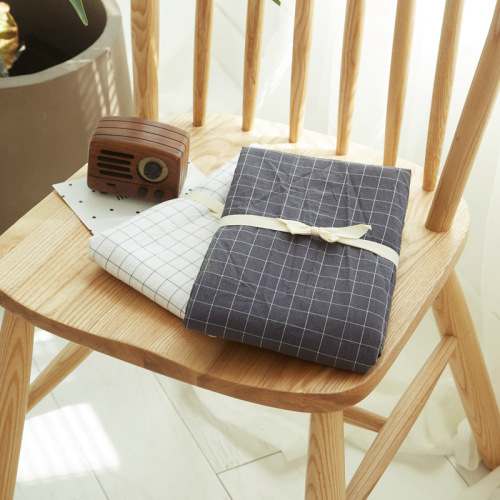 Japanese pure cotton washed cotton pillowcase set good quality simple grid pillowcase bedding set single pillow cover