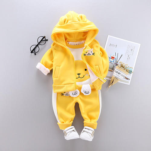  Autumn Children's Clothing New Plush Cat Three-piece Set Children's Autumn Clothing Boys Girls Autumn Children's Suits