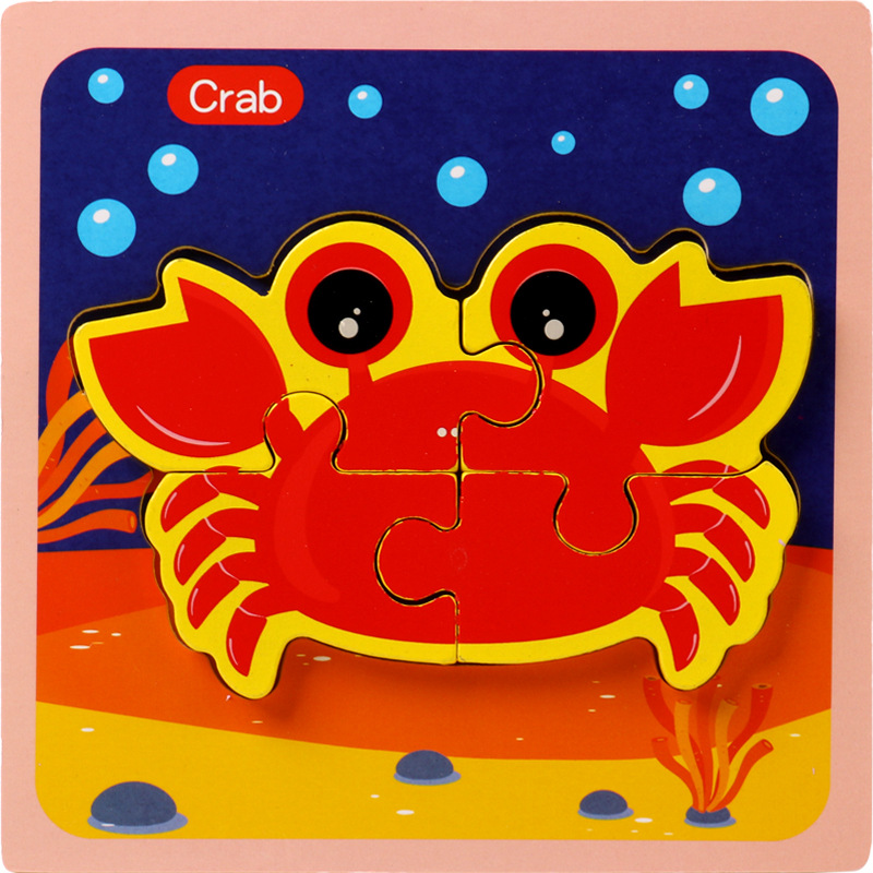 Animal rompecabezas tridimensional rompecabezas infantil bebé de mano a juego de Madera Juguetes Educativos de educación temprana 1-2-3-4 años