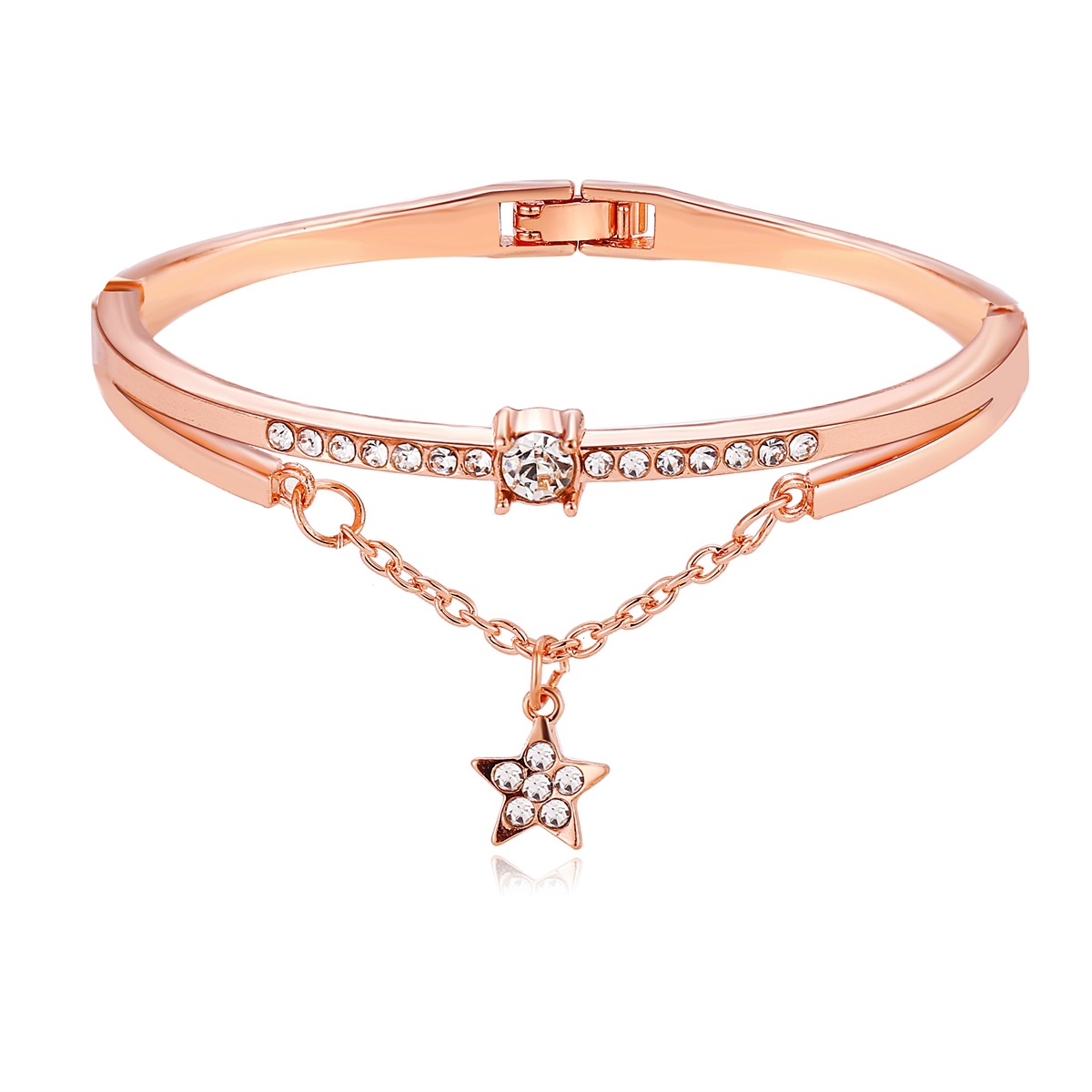 5654 Korean Fashion Creative Retro Simple Silver Bracelet European and American Rose Gold Alloy Five-Pointed Star Dot Diamond Bracelet