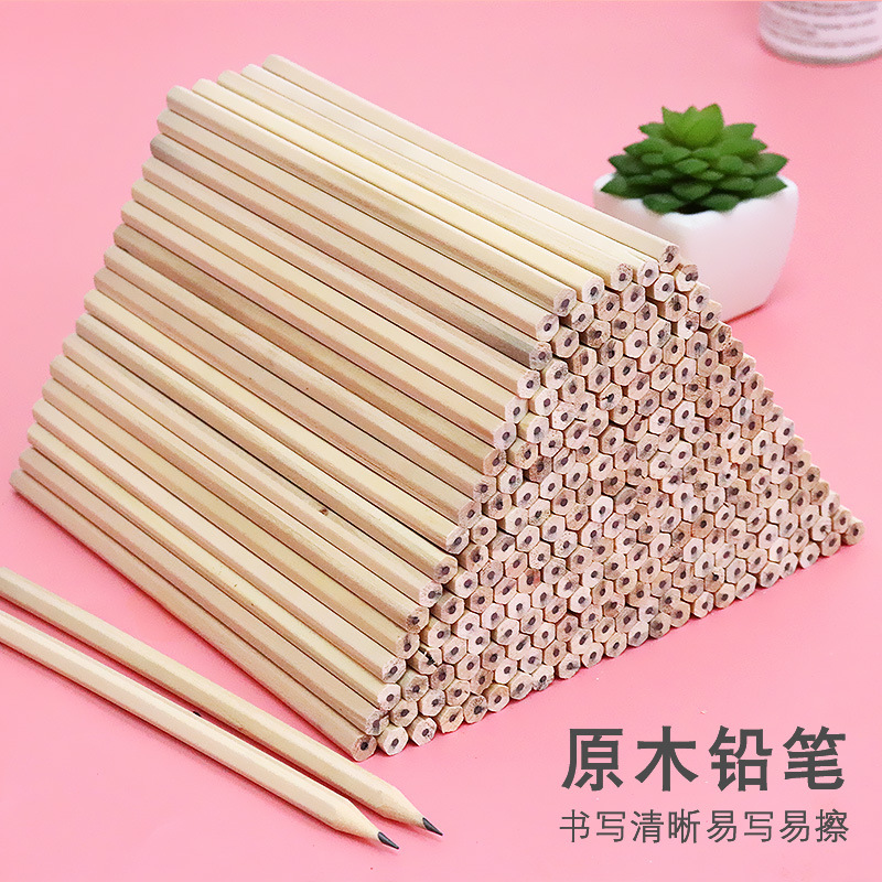 HB pencil elementary school student painting writing hexagonal log pencil children triangle pencil wholesale printable LOGO
