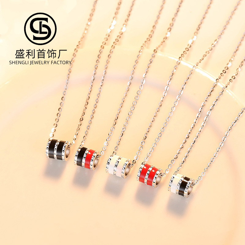 S925 plata tiktok Venta caliente pequeño collar de la cintura cadena clavícula femenina perlas colores colgante Internet Celebrity nuevo regalo cumpleaños