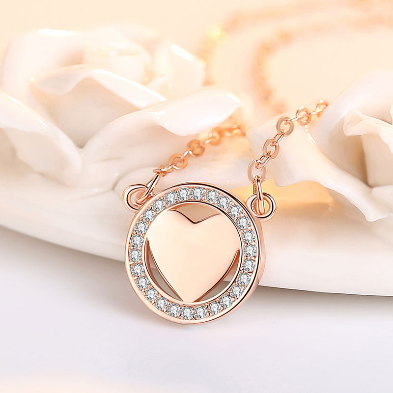 S925 plata esterlina océano corazón collar redondo amor estilo japonés y coreano ins estilo coreano simple joyería de plata al por mayor