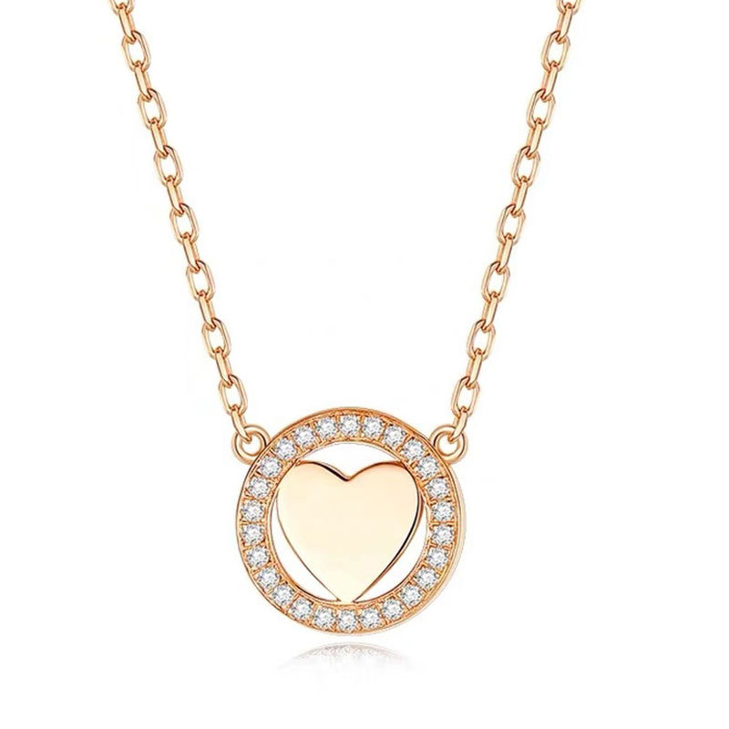 S925 plata esterlina océano corazón collar redondo amor estilo japonés y coreano ins estilo coreano simple joyería de plata al por mayor