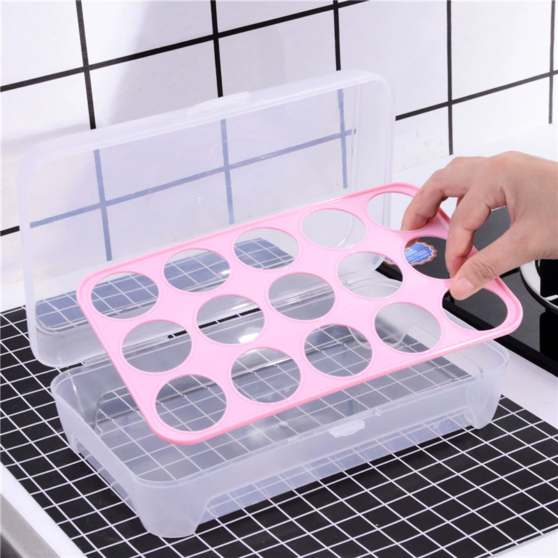 Kitchen 15 -grid refrigerator egg box fresh -keeping box Portable plastic picnic putting eggs storage box egg support box
