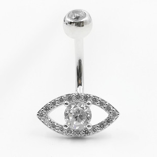 Cross-border human body puncture jewelry S925 sterling silver belly button ring European and American eyes belly button nail belly button manufacturers direct batch