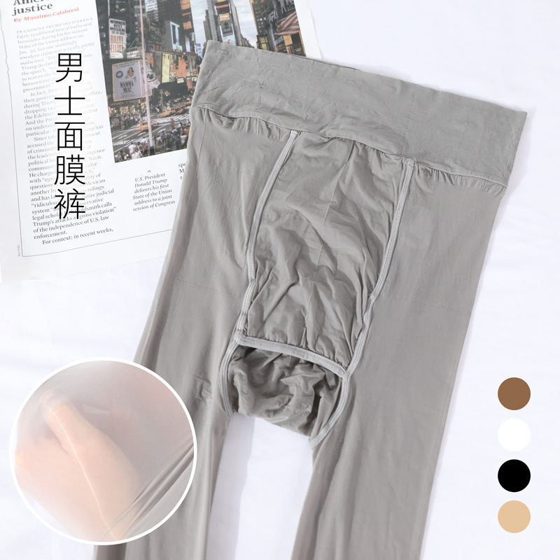 Summer men's 0D stockings oily mask ultra-thin transparent pantyhose high elastic delicate smooth cropped leggings