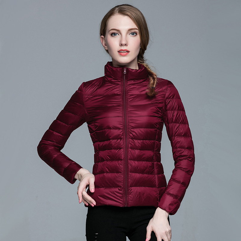 Autumn and Winter New Korean Style Lightweight Down Jacket Short Women's Stand Collar Large Size Light Jacket Basic PH003