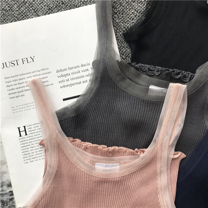 Single Product Practical Organza Stitching Feminine Slim-Fit Threaded Vest Single Product Practical Organza Stitching Feminine Slim-Fit Threaded Vest