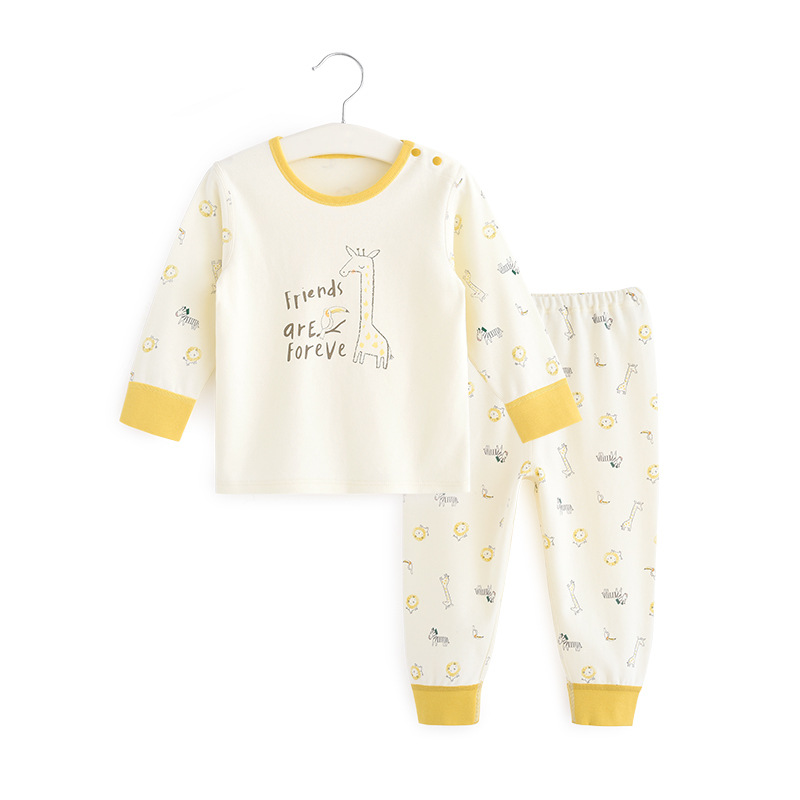 아동 가을 옷, 순면 어깨 오픈 단추 가정복, 가을 옷과 긴 바지 정장, 자유형 잠옷, 가디건, 바닥 셔츠