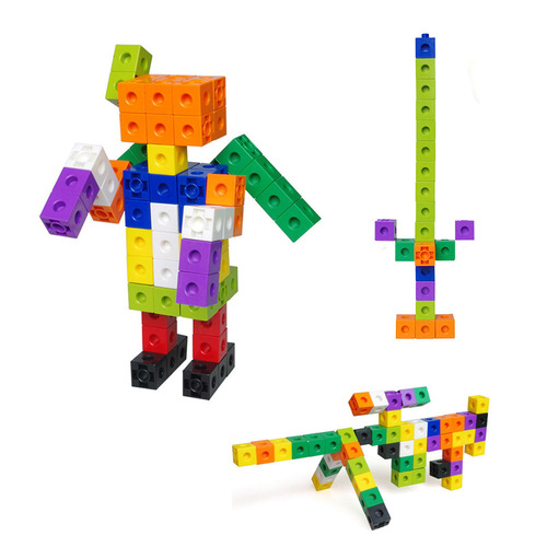 Yiwu foreign trade early education creative square particle building blocks 2cm100 plug-in connection plastic kindergarten children's toys