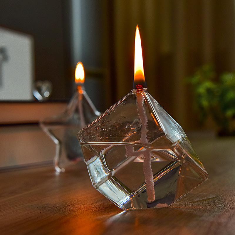 Directo de fábrica de vidrio creativo candelabro decoración nórdico romántico simple moderno hogar escritorio lámpara de mantequilla libre de humo