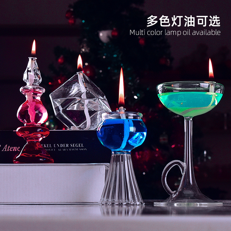Directo de fábrica de vidrio creativo candelabro decoración nórdico romántico simple moderno hogar escritorio lámpara de mantequilla libre de humo