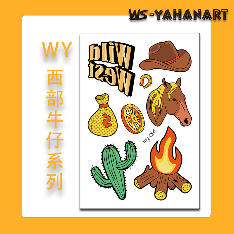 Tatuajes Temporales de Cowboy para Niños de Papel de Transferencia al Agua