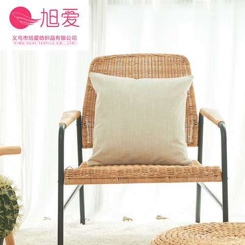Japanese and Korean style minimalist cotton and linen texture plain color pillow cover solid color fabric sofa cushion cover new product wholesale