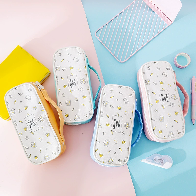Capacious pencil case, stationery for students, universal storage bag, handheld cloth, custom-made