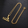 Fashionable card stainless steel, pendant, universal necklace suitable for men and women, trend accessory, European style