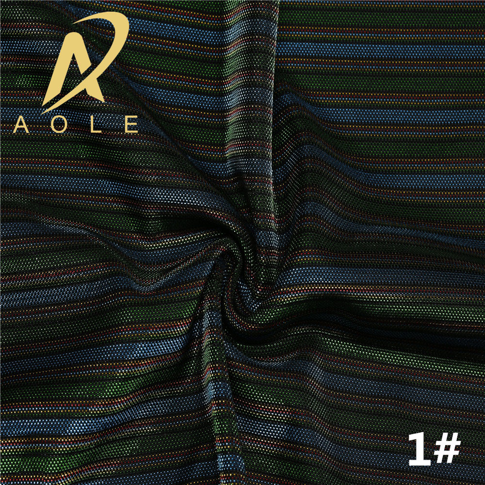 多彩条纹亮丝布 复合阳离子亮片布 垂感不透金银丝面料厂家直供