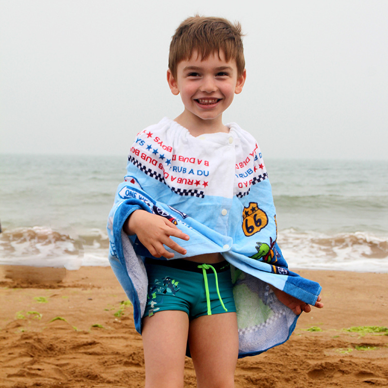 Bath Skirt with Active Print for Bathroom, Shower, Beach, Changing Clothes, Pure Cotton Children's Chest-Wrap Bath Towel, 60cm Bathrobe-Style Cartoon