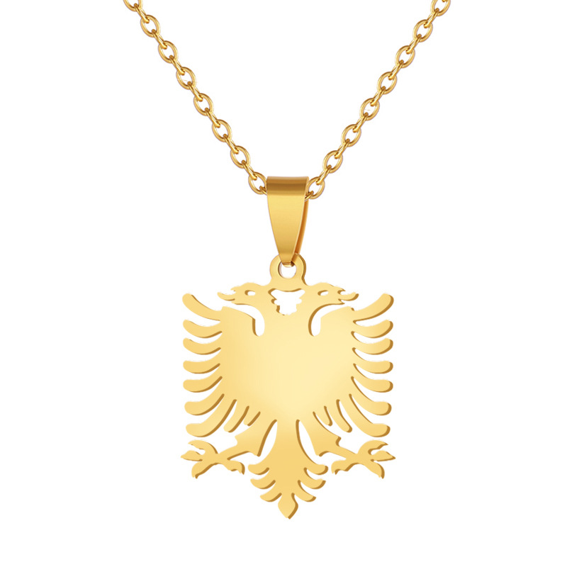 jewelry hot selling Albania Eagle Map Pendant Necklace Unisex Stainless Steel Necklace Jewelry_voghion.com