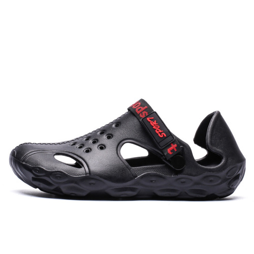 Summer Mesh Shoes Men's Korean-style Trendy Thick-Soled Beach Sandals, Closed-Toe Hollowed-Out Plus-Size Outdoor Flip-Flops