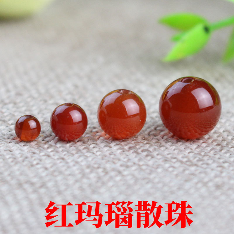 Factory wholesale DIY red agate loose beads Crystal semi-finished beads with beads handmade jewelry red accessories material