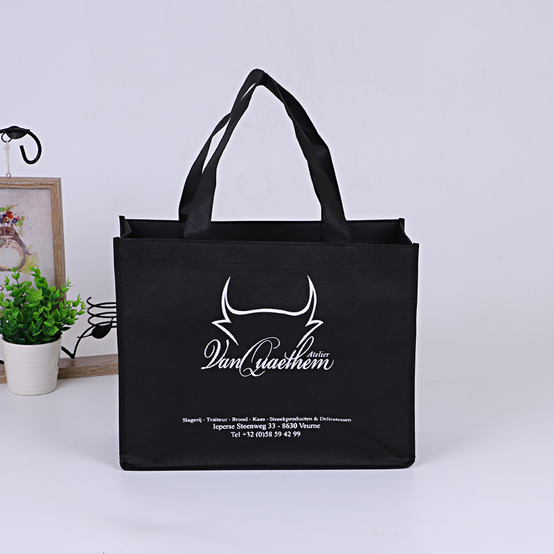 覆膜无纺布袋彩印手提袋制定 黑色服装袋商场批发可制定logo