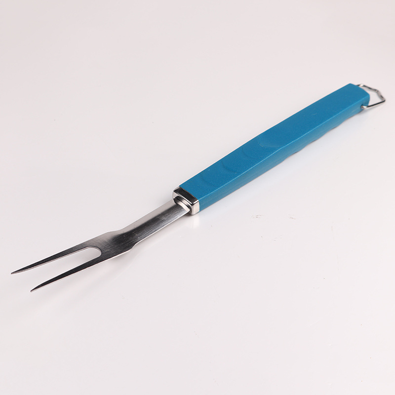 FUENTE de fábrica suministros de barbacoa al aire libre 7 unidades traje de barbacoa mango de color traje de barbacoa personalizado conjunto de brochetas