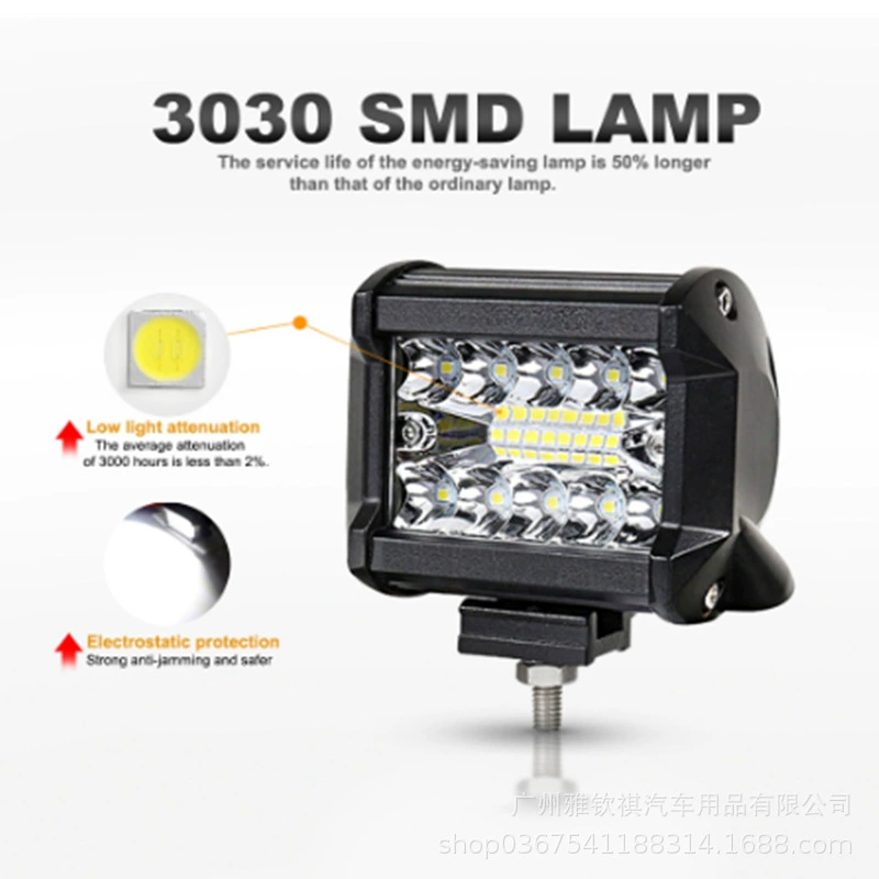 Трансграничное питание 4-дюймовая трехрядная Светодиодная лента мощностью 60 Вт, Автомобильный светодиодный рабочий свет, модифицированный автомобильный внедорожный свет