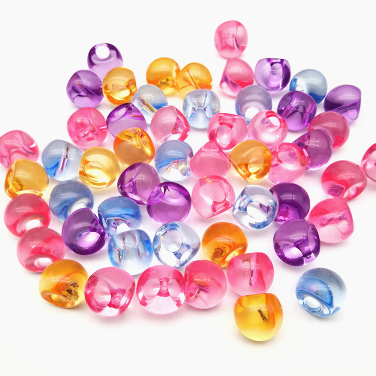 彩色透明亚克力偏孔圆珠子 发饰头绳边孔扣子DIY手工串珠饰品配件