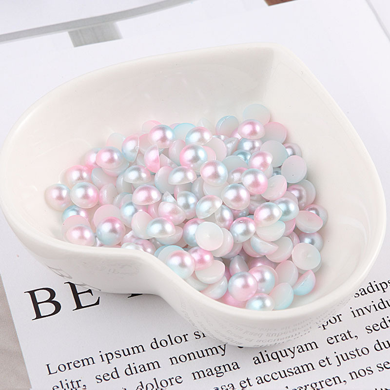 ABS semi -circular colorful imitation pearl fantasy gradient DIY…