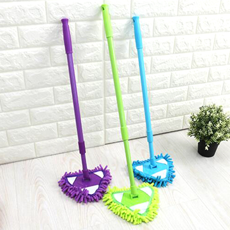 Cross-Border Chenille Triangle Mop, Lazy Rotatable Telescopic Dust Removal Cleaning Mop with Replacement Chenille Mop