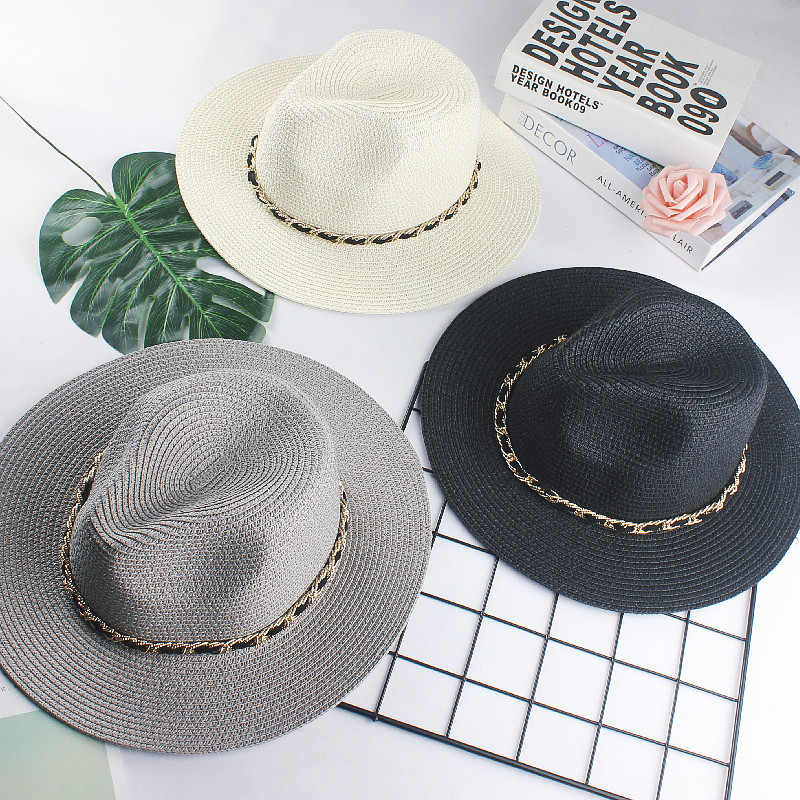 Sombrero de paja de viaje de verano para mujer de estilo coreano sombrero de copa casual jazz británico cubierta de playa Sombrero sol protección solar sombrero de sol marea