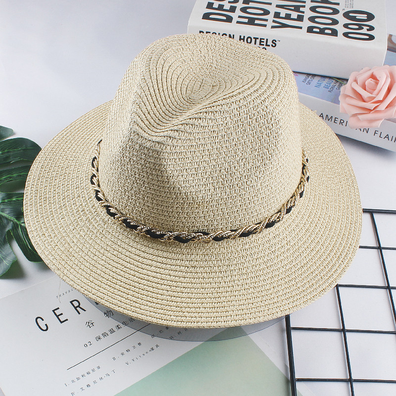 Sombrero de paja de viaje de verano para mujer de estilo coreano sombrero de copa casual jazz británico cubierta de playa Sombrero sol protección solar sombrero de sol marea